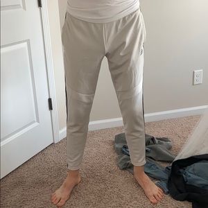 White on Grey Adidas Pants